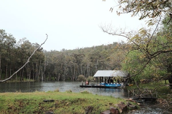 people looking over lake on Myara Brook