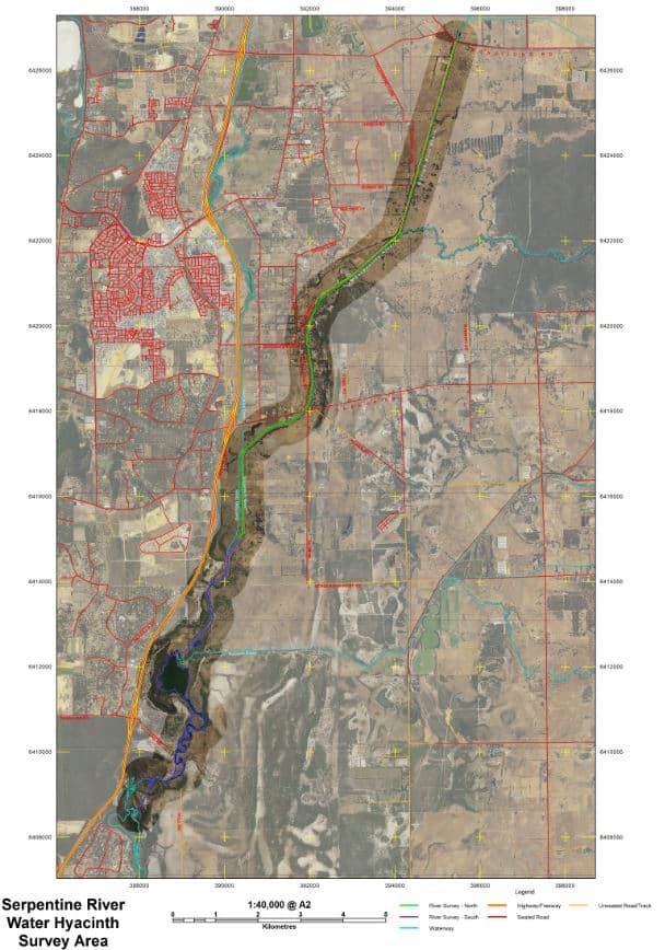 map showing serpentine river