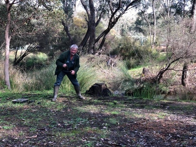 man planting at Gooralong Brook, Jarrahdale