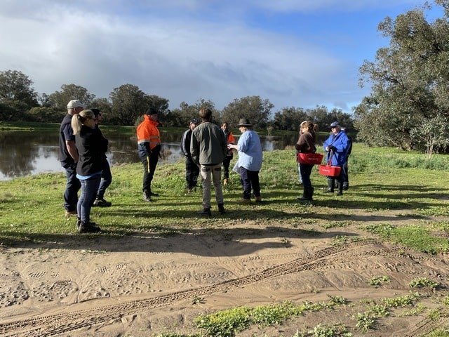 group of environmental attendees at planting site